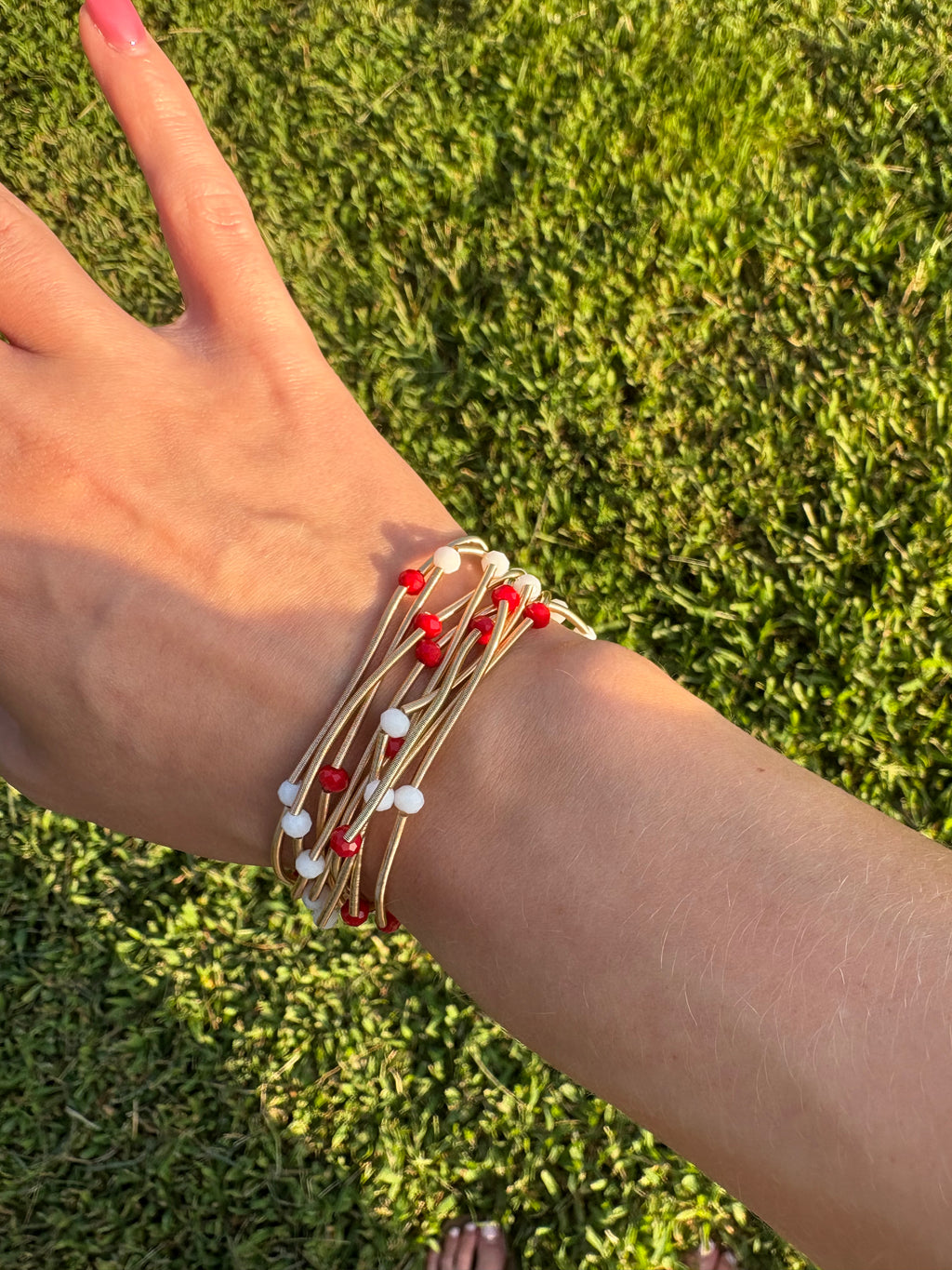 School Spirit bracelet stack